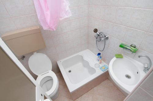 a small bathroom with a toilet and a sink at Double Room Njivice 5458a in Njivice