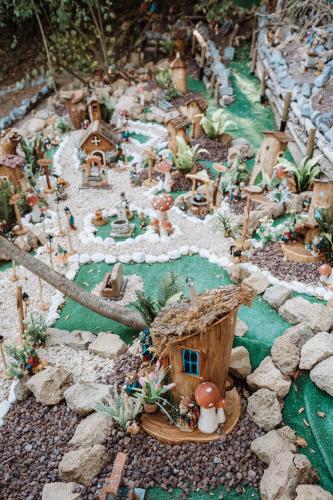 a model of a garden with a house and buildings at Agriturismo le Fontane - Lago di Bolsena in Grotte di Castro