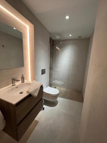 マドリードにあるP4 Madrid AIRPORT, ESTADIO CIVITAS, IFEMA, BARAJAS Y REJASの洗面台、トイレ、鏡のあるバスルーム