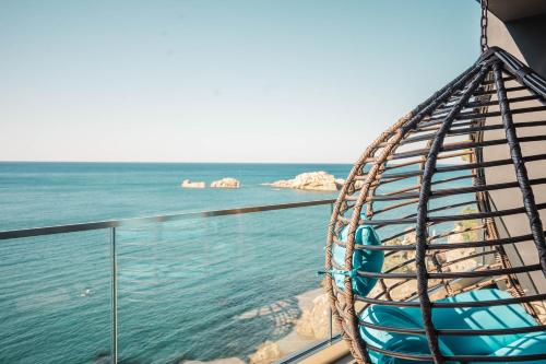 a view of the ocean from a cruise ship at Apartments Eneida in Ulcinj
