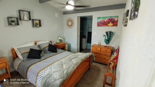 1 dormitorio con 1 cama y vestidor en Les Deux Riviéres, en Les Touches-de-Périgny