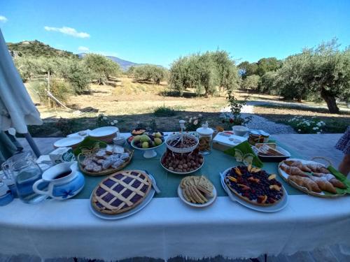 une table avec de nombreuses assiettes de nourriture dans l'établissement L'ALBERO DELLA MANNA, à Patti