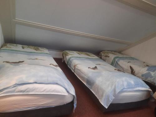 two twin beds in a room with at B&B Molenaar in Buren
