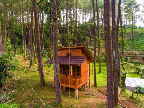 una casa sull'albero in mezzo a una foresta di Kampung Rimba by Anrha a Bogor