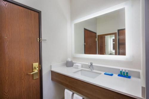 a bathroom with a sink and a mirror at Holiday Inn Express Hotel & Suites Bishop, an IHG Hotel in Bishop