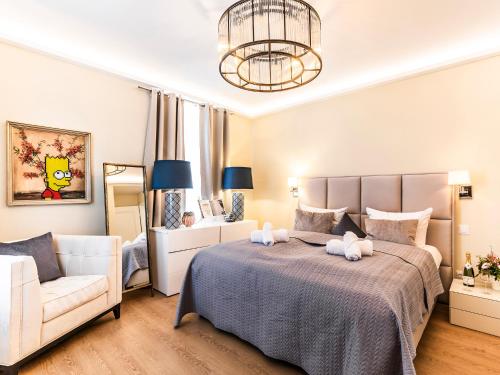 Ένα ή περισσότερα κρεβάτια σε δωμάτιο στο Ostseeresidenz Angelika mit Terrasse und Meerblick