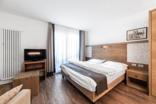 a bedroom with a large bed and a television at Hotel Montana in Vason