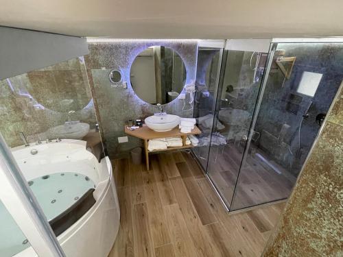 a bathroom with a shower and a sink at Centro Storico in Pozzuoli