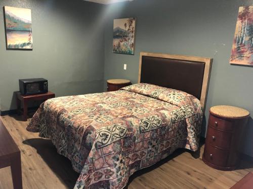 a bedroom with a bed and a tv in it at King Castle Motel in Los Angeles