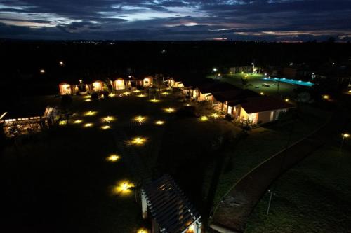 a group of lights in a field at night at vihangama Home Stay in Chāmundi