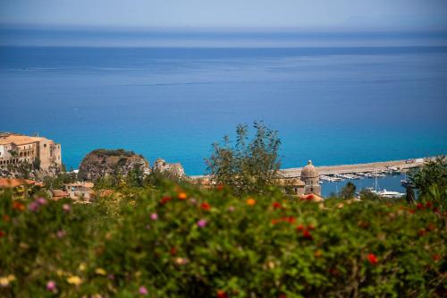 a view of the ocean and a bridge at Solmaris Tropea Rooms & Suites in Tropea