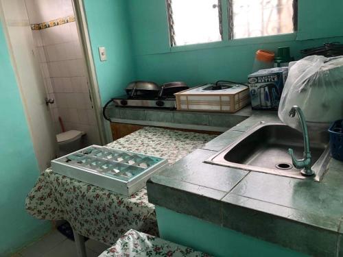 a kitchen with a sink and a counter top at THE MANSION- Near NAIA Airport Terminal PASAY in Manila