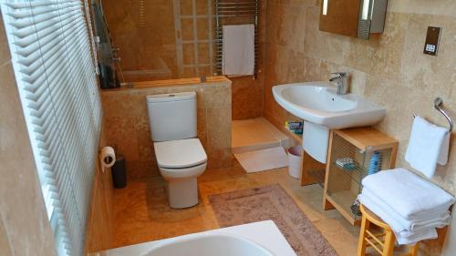 łazienka z toaletą i umywalką w obiekcie Lauriston House w mieście Dartmouth