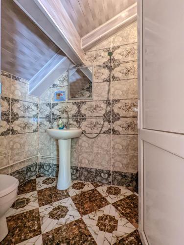a bathroom with a sink and a toilet at Dalko in Borjomi