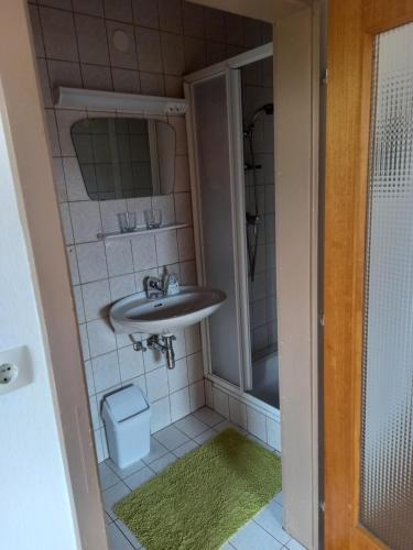 a bathroom with a sink and a shower at Apartment Komar in Sankt Stefan an der Gail