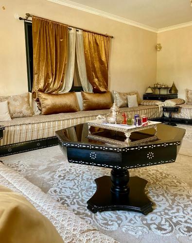 un salon avec un canapé et une table basse dans l'établissement Magnifique VILLA DE CHARME, à Arles