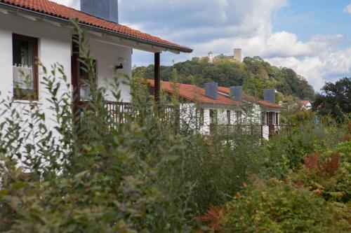 un grupo de casas con una colina en el fondo en Ferienpark im schönen Falkenstein 6, en Falkenstein