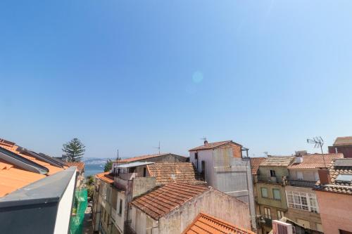 an aerial view of a city with buildings at A Casa Das Letras in Cangas de Morrazo