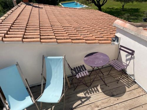 Balkon ili terasa u objektu Studio avec piscine