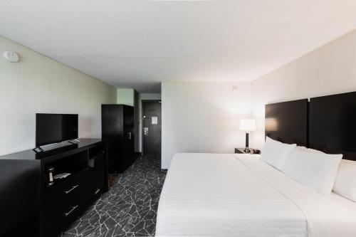 a hotel room with a large bed and a television at Garden Executive Hotel in South Plainfield