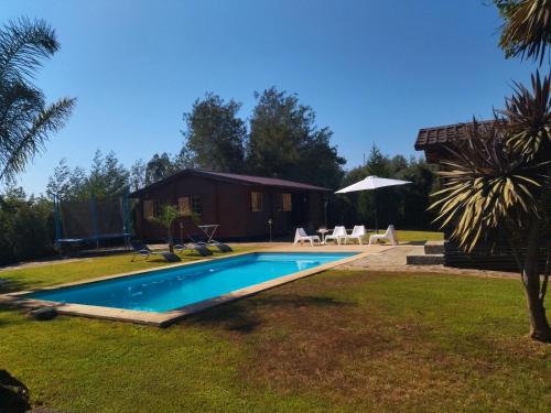 a house with a swimming pool in the yard at Casa do Vale de Gondra in Castelo de Paiva