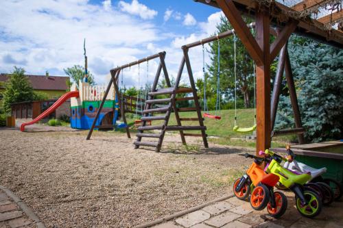 a childrens playground with swings and a slide at Amenity Penzion Horni Vestonice in Horní Věstonice
