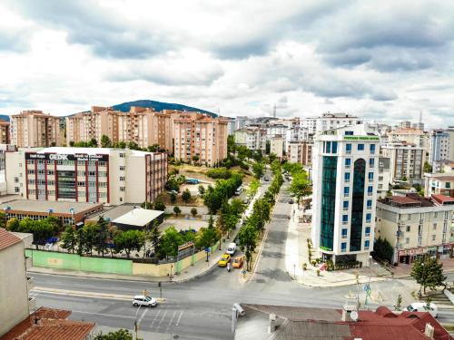 an aerial view of a city with buildings and a street at FONTANA VERDE in Istanbul