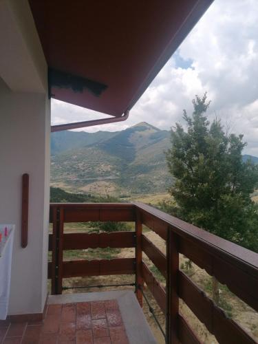 a balcony with a view of a mountain at Il Castello in Castel di Sangro