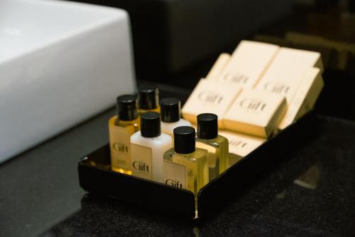 a group of batteries sitting on top of a table at The Gift Hotel in Istanbul