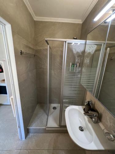 bagno con doccia e lavandino di Appt 4 Recientemente renovado a Losanna