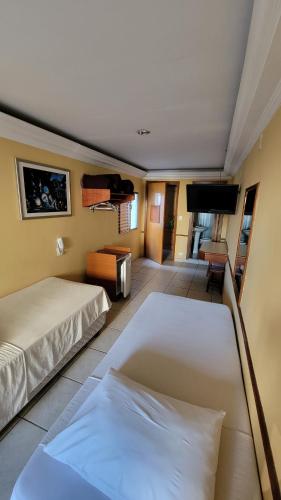 Cette chambre comprend 2 lits et une télévision à écran plat. dans l'établissement Option Hotel São Paulo - Anhembi - Expo Center Norte, à São Paulo