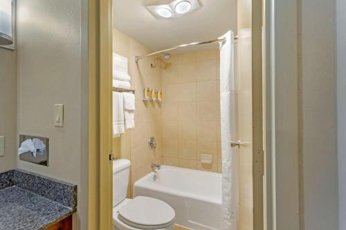 a bathroom with a toilet and a tub and a sink at Best Western Plus Burley Inn & Convention Center in Burley