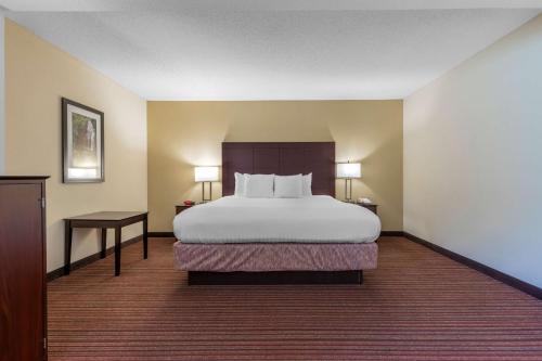 a hotel room with a large bed and two lamps at Best Western Seneca-Clemson in Seneca