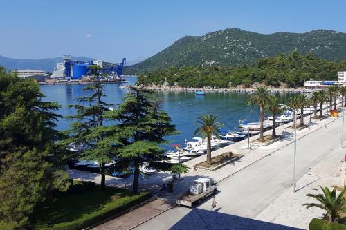 a view of a harbor with boats in the water at Apartments by the sea Ploce, Neretva Delta - Usce Neretve - 16195 in Ploče