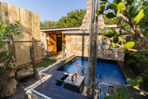 a swimming pool in the backyard of a house at Happy Van in Scarborough