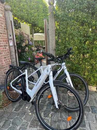 dos bicicletas están estacionadas una al lado de la otra en Guesthouse Villa Vauban, en Ypres