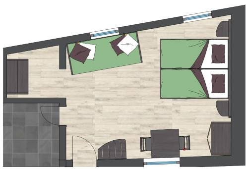 a drawing of a room with chairs and a wall at Rhöner Ferienwohnung in Stadtlengsfeld