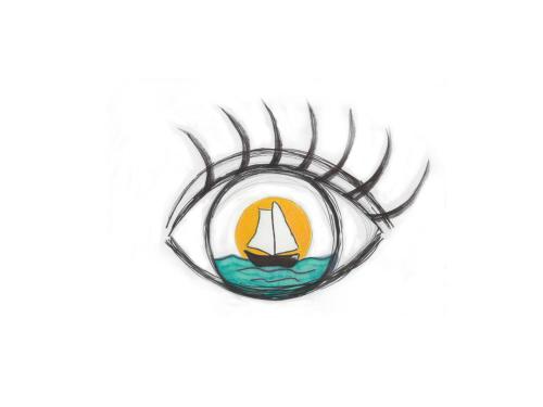 a drawing of a eye with a ship in it at OKO NA ZATOKĘ in Puck