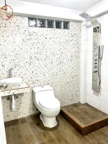 a bathroom with a toilet and a sink at Slaviero Home II, Cuzco, Perú in Cusco