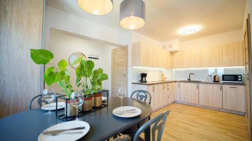 Η κουζίνα ή μικρή κουζίνα στο Apartamenty EverySky - Słowackiego 5a-b