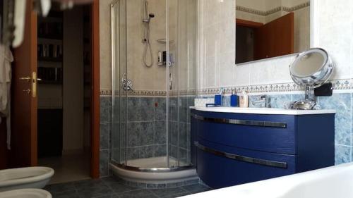 カリアリにあるLuxury residence in Cagliariのバスルーム(シャワー、洗面台、トイレ付)
