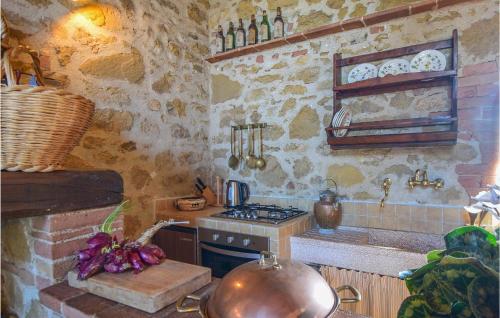 een stenen keuken met een fornuis en een wastafel bij Nice Home In Siena With Kitchen in Siena