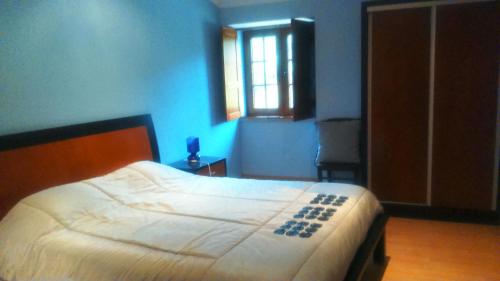 1 dormitorio con cama y ventana. en Casa do Soto, en Milhão