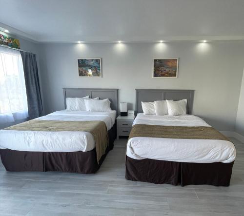 Cette chambre comprend 2 lits et une fenêtre. dans l'établissement Lovely 1 bedroom Condo with pool, à Orlando