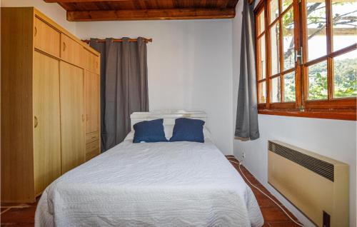 ein Schlafzimmer mit einem Bett mit blauen Kissen darauf in der Unterkunft Lovely Home In Coti Chiavari With Wifi in Coti-Chiavari
