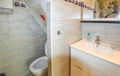 bagno con servizi igienici e lavandino di Cozy Home In Donzre With House A Panoramic View a Donzère