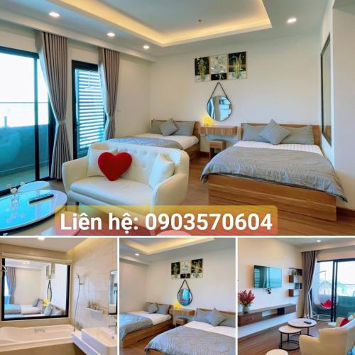 Postel nebo postele na pokoji v ubytování Quy Nhon Chillin' Apartment - FLC Sea Căn Hộ Hướng Biển Trung Tâm TP