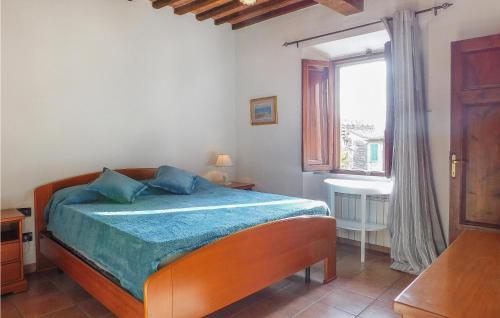 een slaapkamer met een bed en een raam bij Pet Friendly Apartment In Suvereto With Wifi in Suvereto