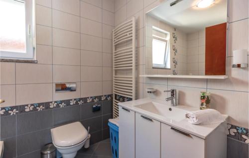 a bathroom with a sink and a toilet at Awesome Home In Vinjani Donji With 4 Bedrooms, Wifi And Outdoor Swimming Pool in Crna Gora