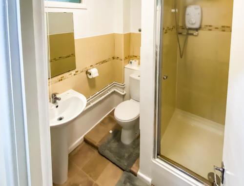 uma casa de banho com um WC e um lavatório em Headrose House em West Bromwich